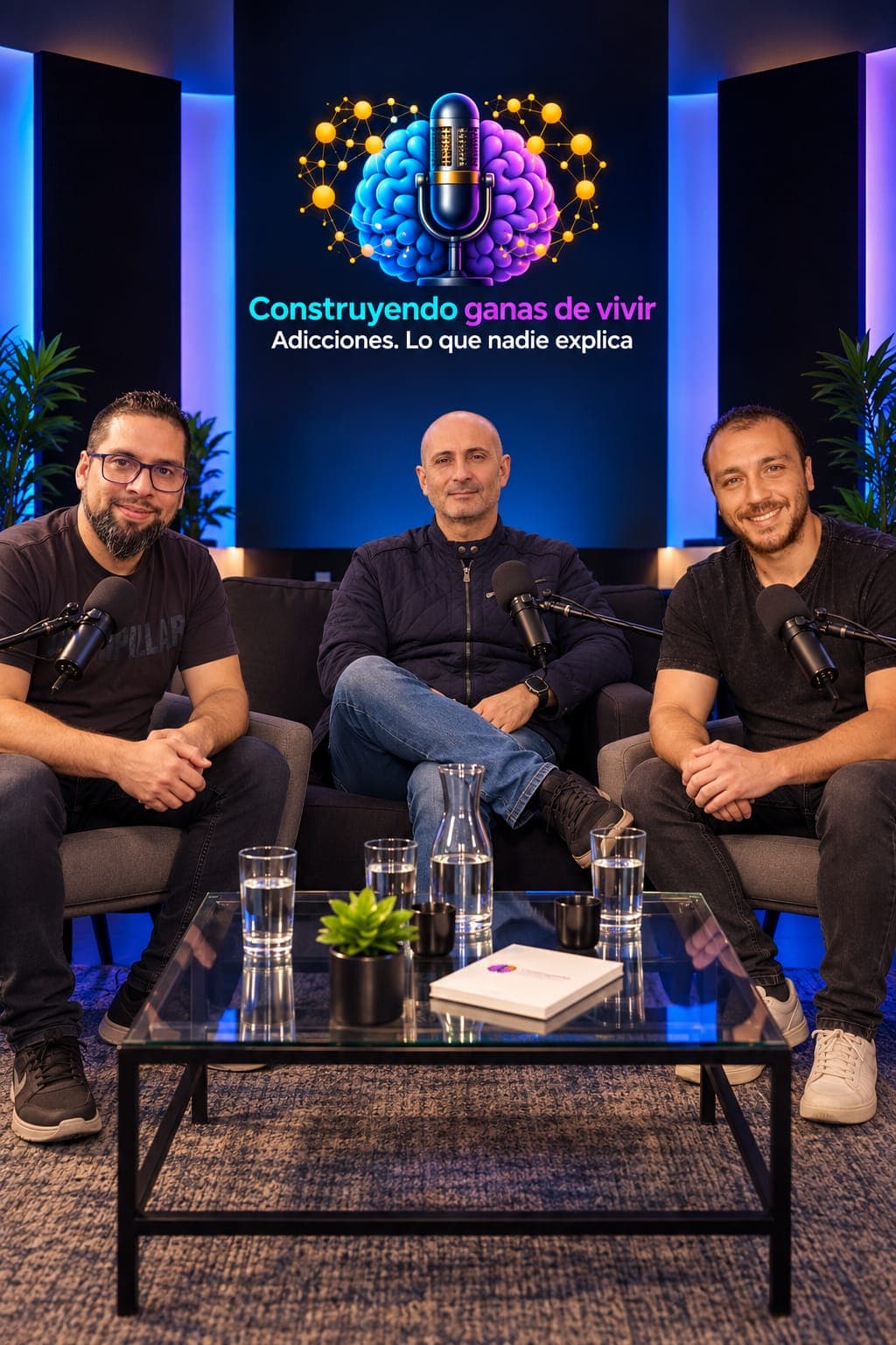 Equipo del podcast Construyendo Ganas de Vivir en el estudio