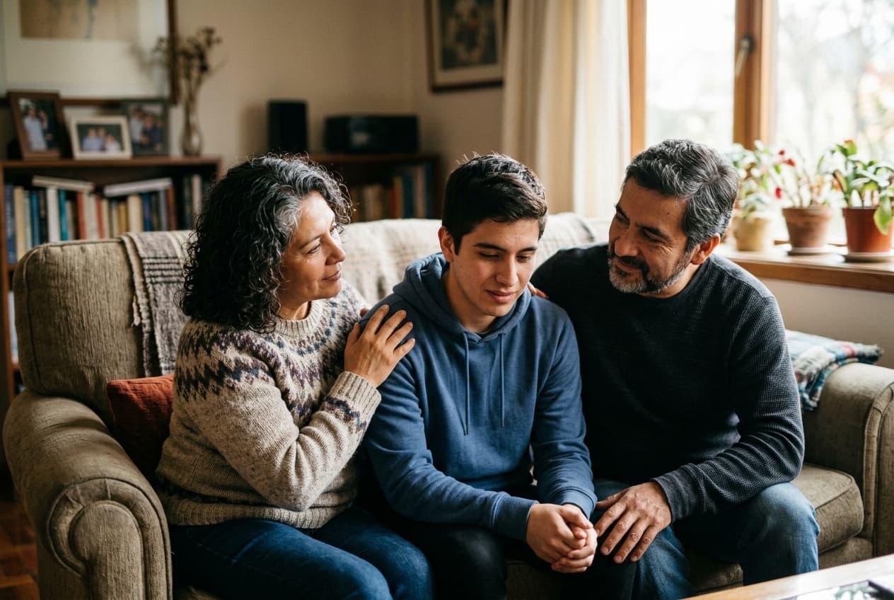 Familia acompanando a un ser querido en recuperación en Chile