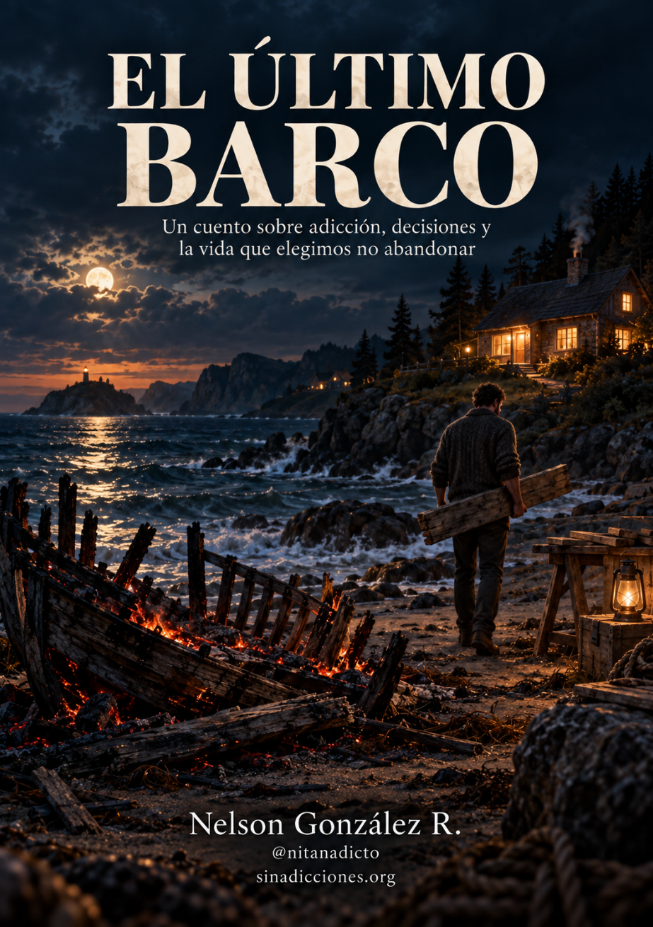 Portada de 'El último barco' — cuento de Nelson González Rodríguez sobre adicción y recuperación.